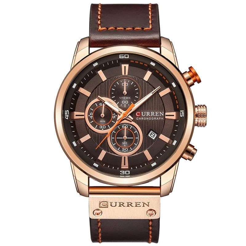 Elegant Quartz Ur med Læderrem